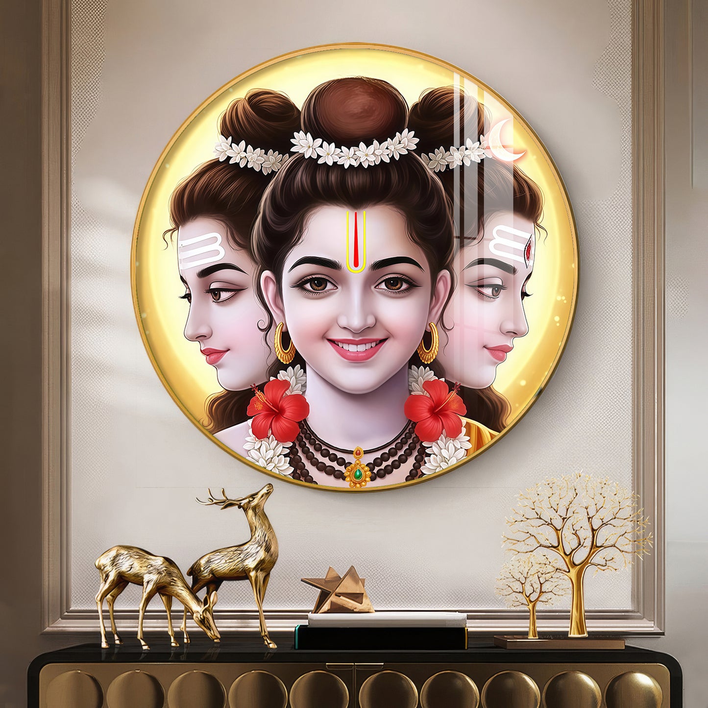 Gurudev Datt Premium Acrylic Round Wall Art