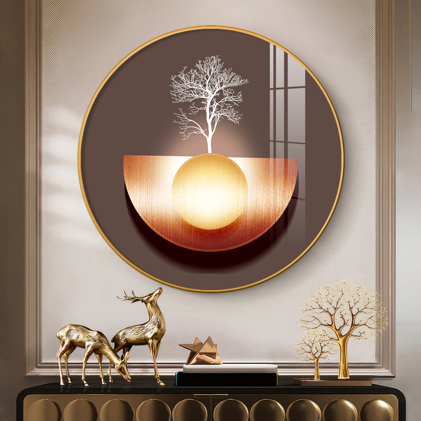 Reflective Arbor Premium Acrylic Round Wall Art