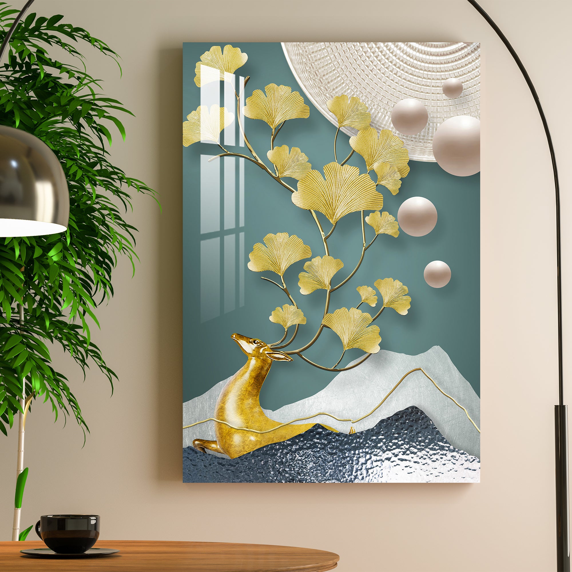 Golden Gingko Leaves Acrylic Wall Art
