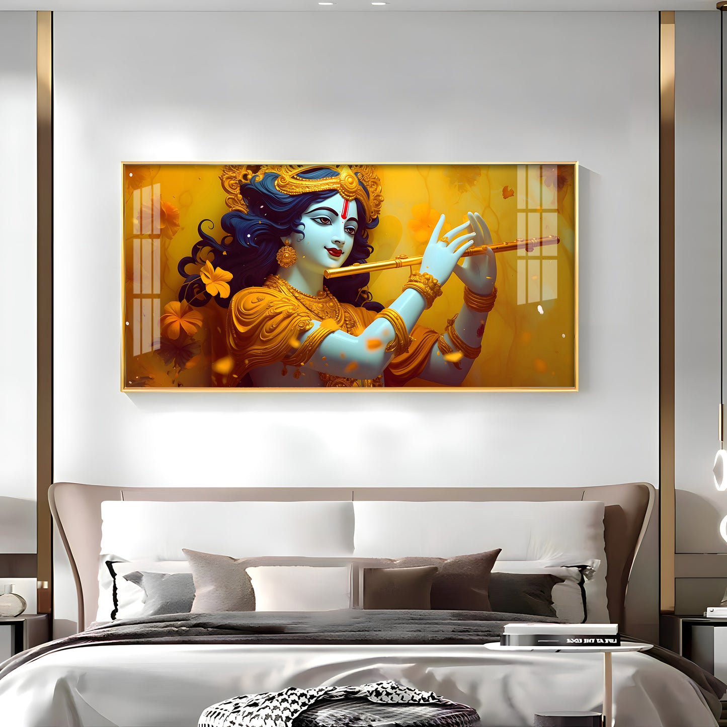 Golden Armlet Lord Krishna Premium Acrylic Horizontal Wall Art