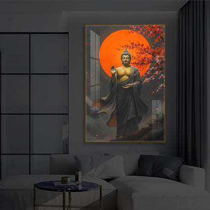 Gautam Buddh Modern Luxury Backlight Vertical Wall Art