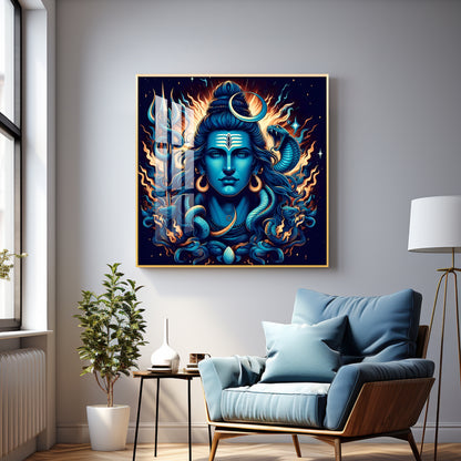 Lord Mahadev Shiva Premium Acrylic Square Wall Art