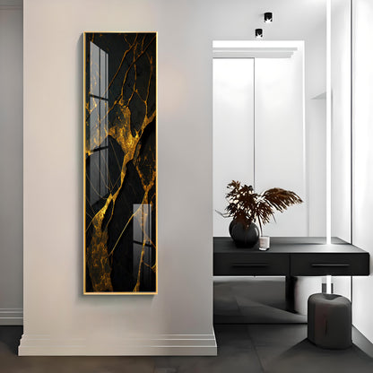Golden Crack Pattern Premium Acrylic Vertical Wall Art