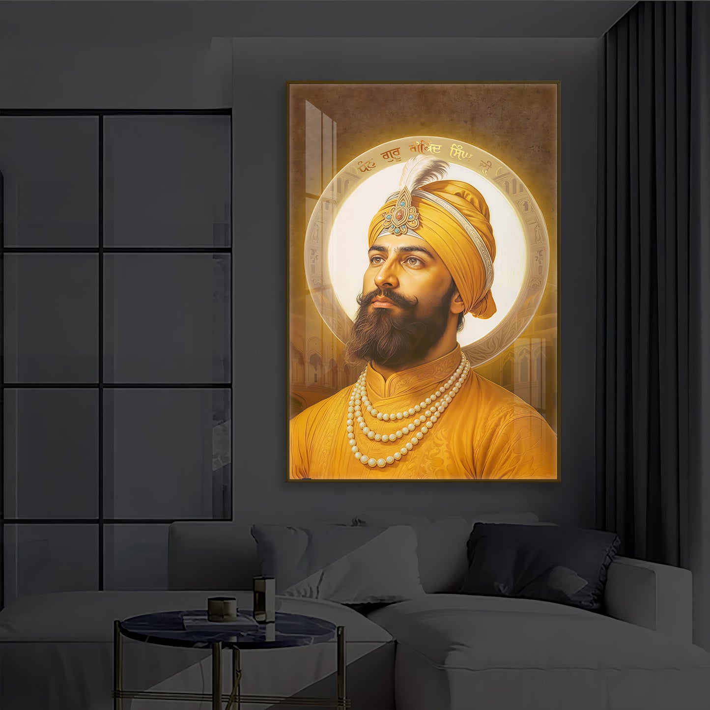 Guru Govind Singh Ji Modern Luxury Backlight Vertical Wall Art
