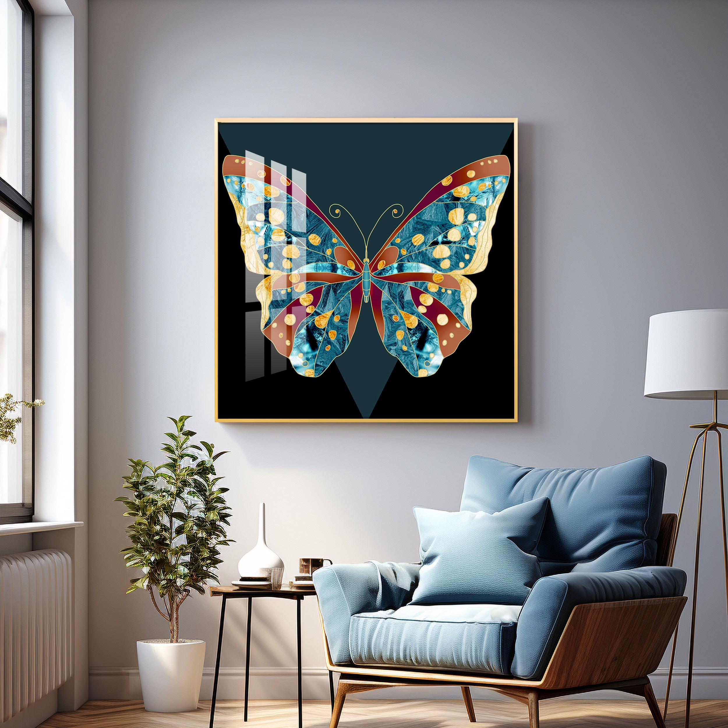 Sparkling Butterfly Luxury Crystal Square Wall Art