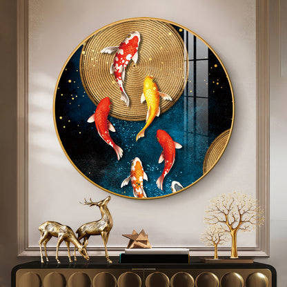 Koi Harmony Premium Acrylic Round Wall Art