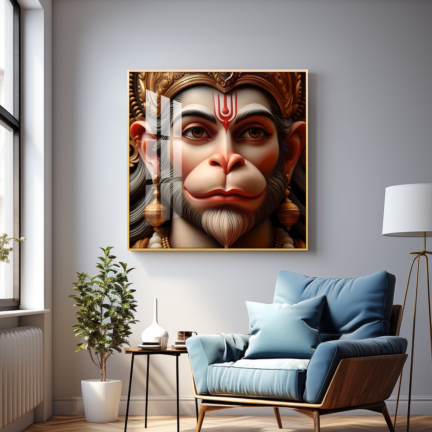 Lord Hanuman Premium Acrylic Square Wall Art