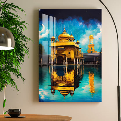 Mesmerizing Golden Temple Acrylic Wall Art