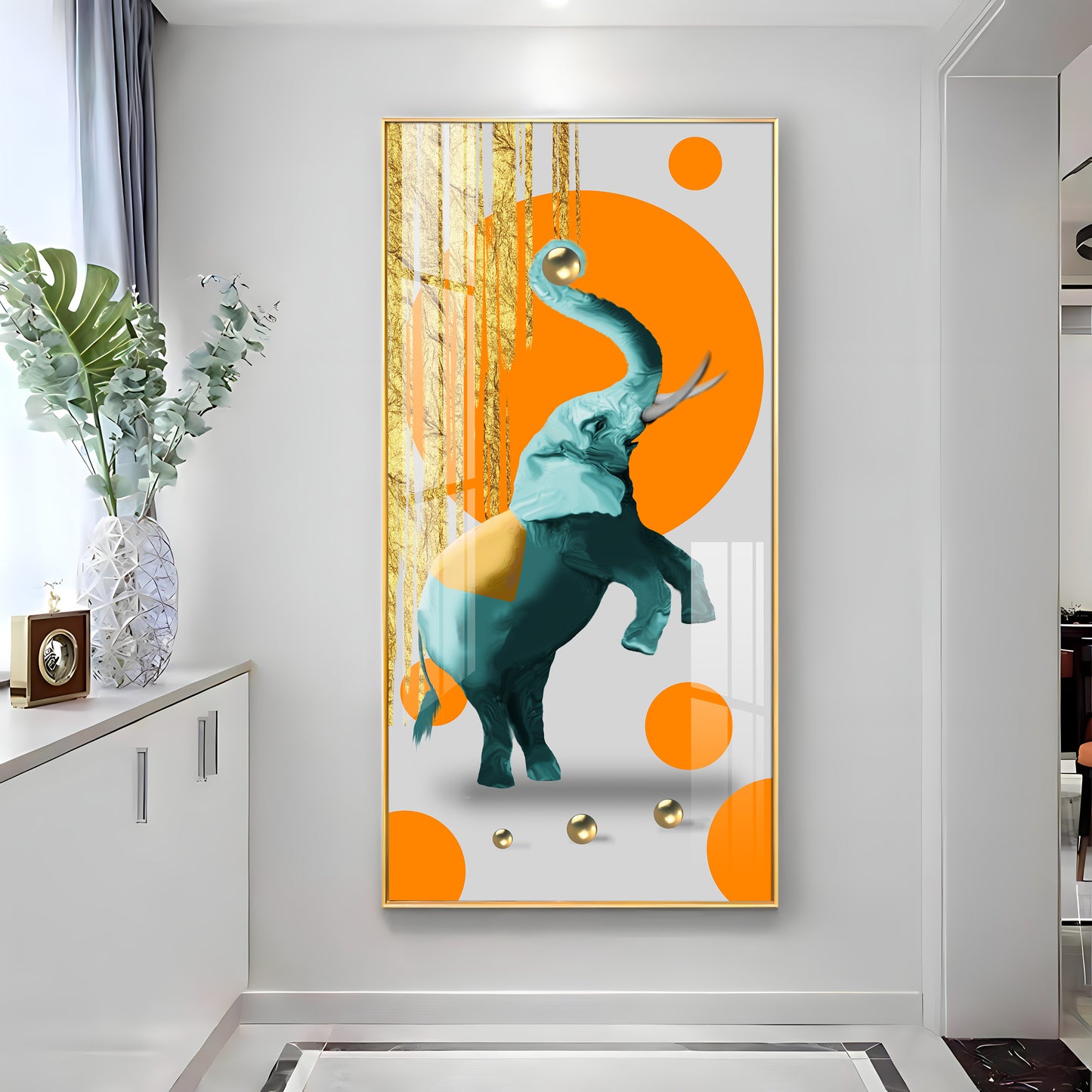 Dancing Elephant Premium Acrylic Vertical Wall Art