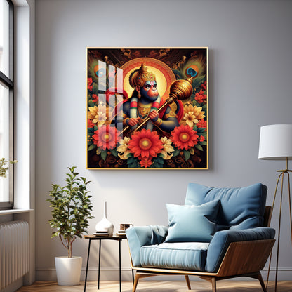 God Hanuman Premium Acrylic Square Wall Art