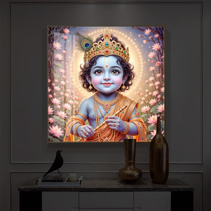 Bal Krishna Ji Modern Luxury Backlight Square Wall Art