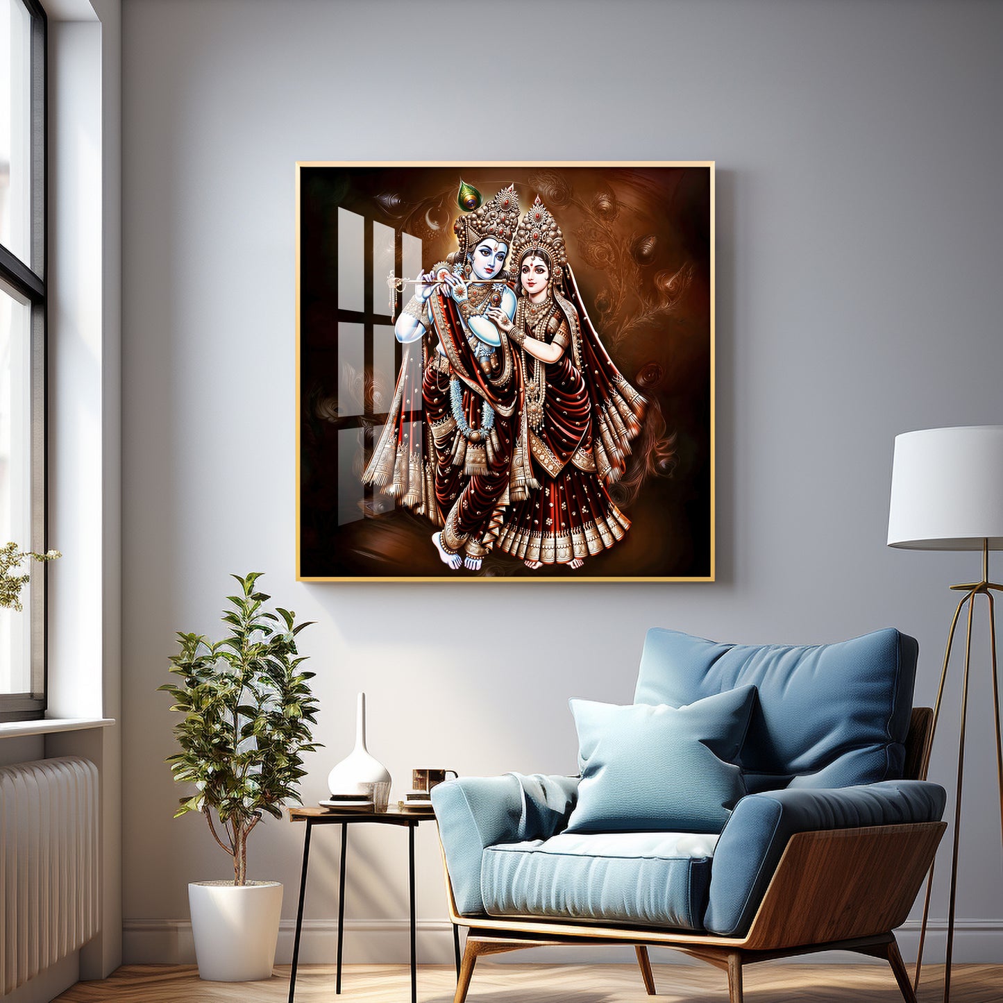 Beautiful Radha Krishna Premium Acrylic Square Wall Art