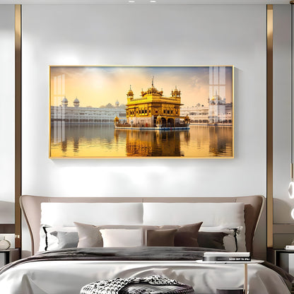 Golden Glory Premium Acrylic Horizontal Wall Art - 40X20 inches / Gold