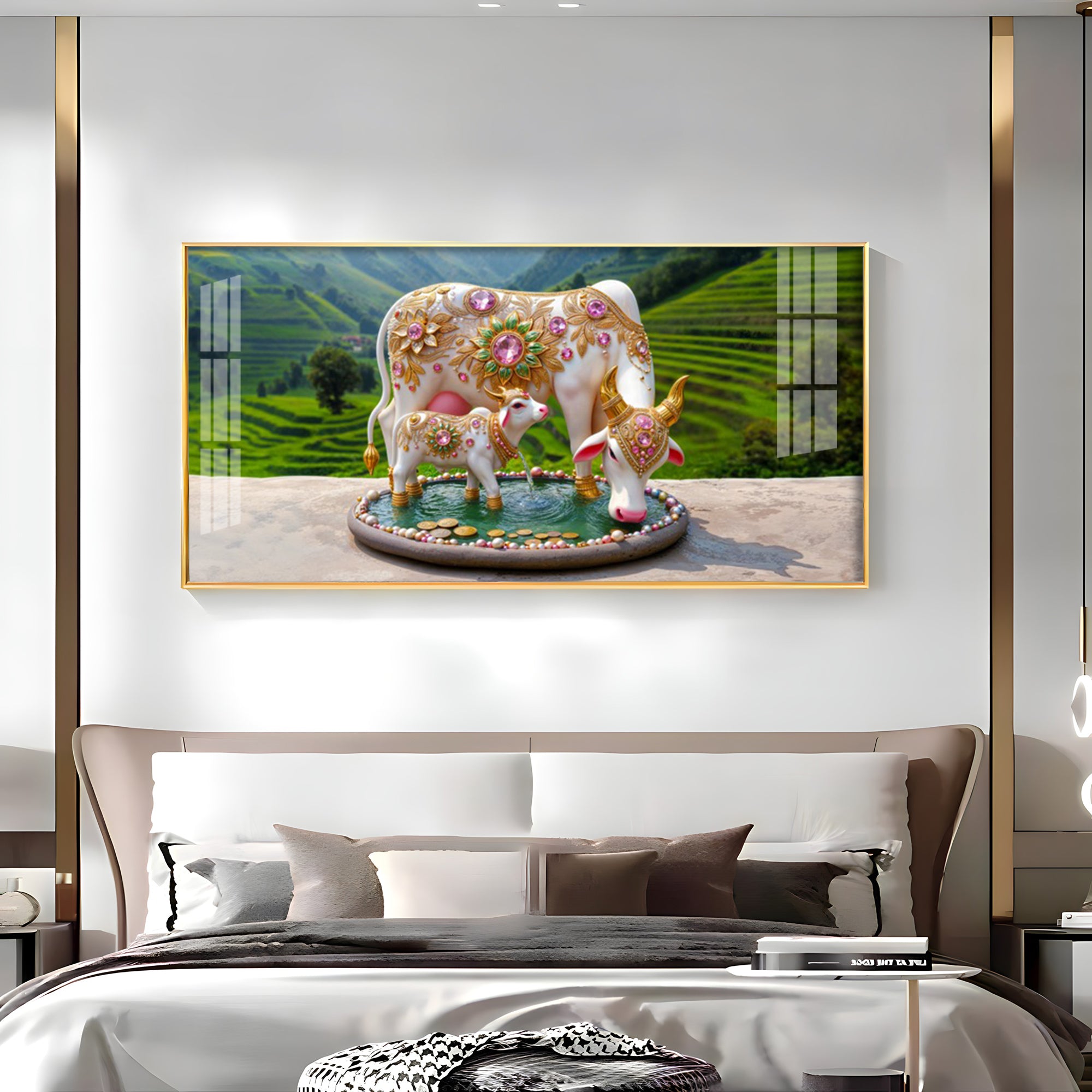 Holy Kamdhenu Premium Acrylic Horizontal Wall Art