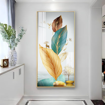 Colorful Feathers Premium Acrylic Vertical Wall Art