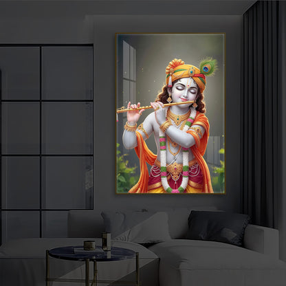 Shri Krishna Modern Luxury Backlight Vertical Wall Art