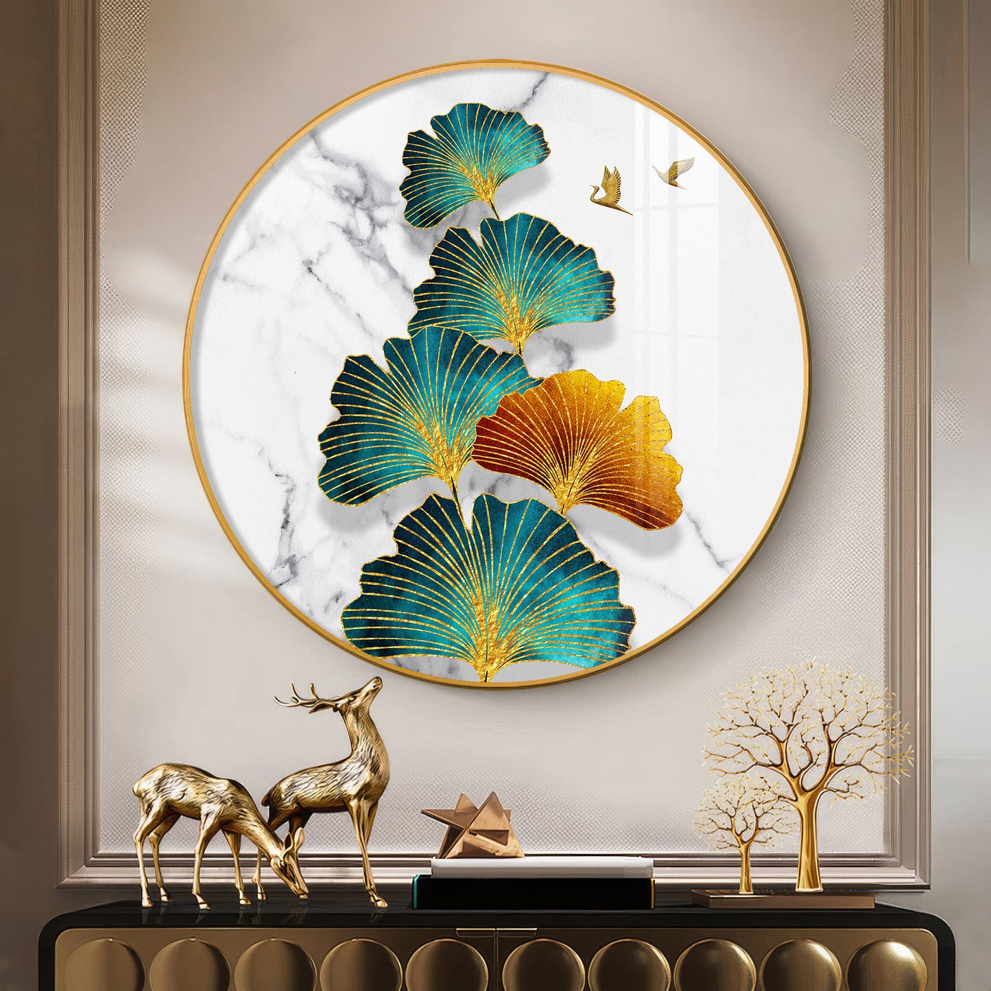 Leaf of Serenity Premium Acrylic Round Wall Art