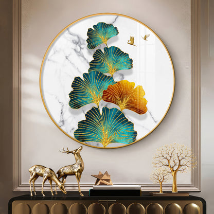 Leaf of Serenity Premium Acrylic Round Wall Art