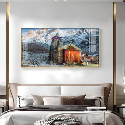 Holy Kedarnath Temple Premium Acrylic Horizontal Wall Art