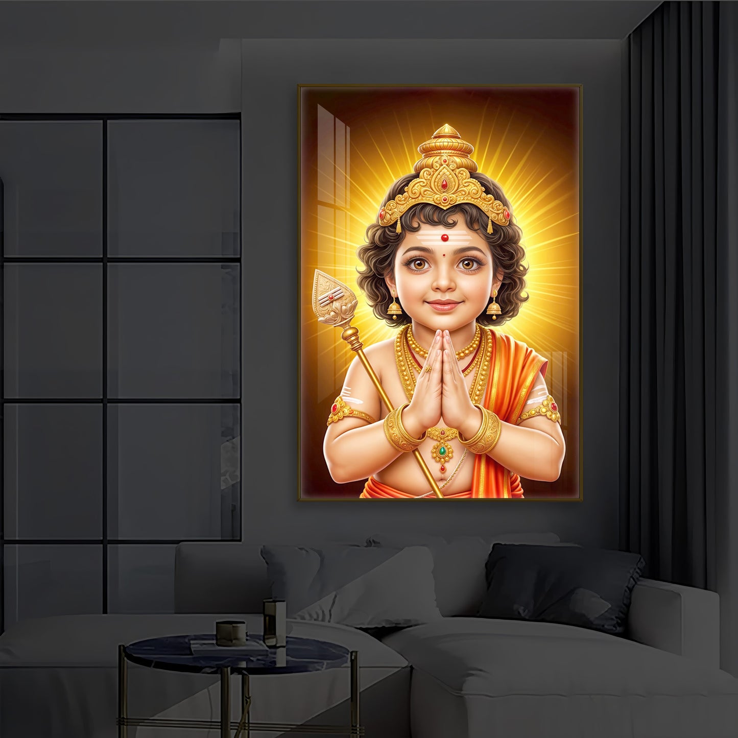 Murugan Ji Balroop Modern Luxury Backlight Vertical Wall Art