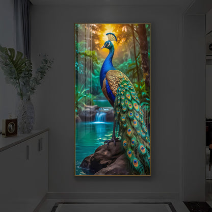 The Peacock Modern Luxury Backlight Vertical Wall Art
