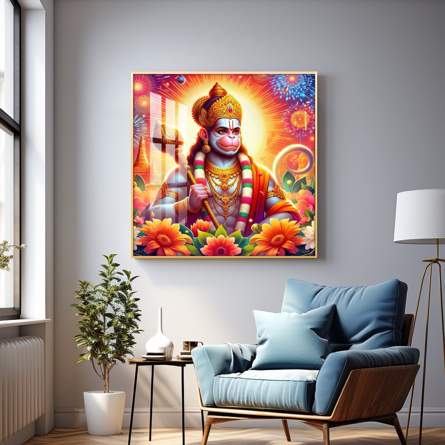 Jai Hanuman Premium Acrylic Square Wall Art