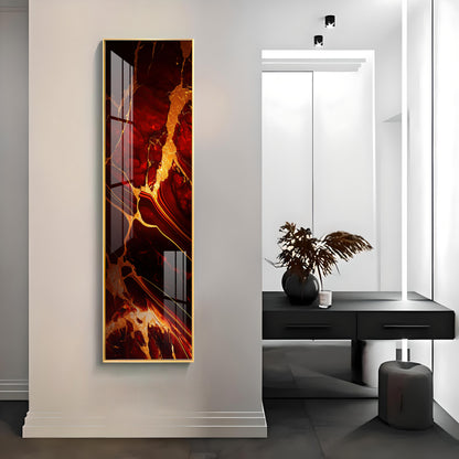 Abstract Vibrant Red & Gold Design Premium Acrylic Vertical Wall Art