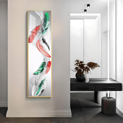Colorful Feather Premium Acrylic Vertical Wall Art