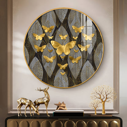 Golden Winged Premium Acrylic Round Wall Art
