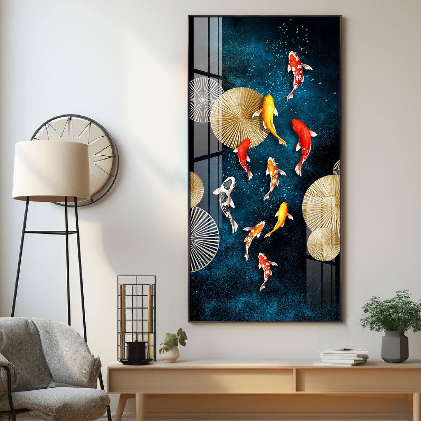 Koi Fish Feng Shui Luxury Crystal Wall Art