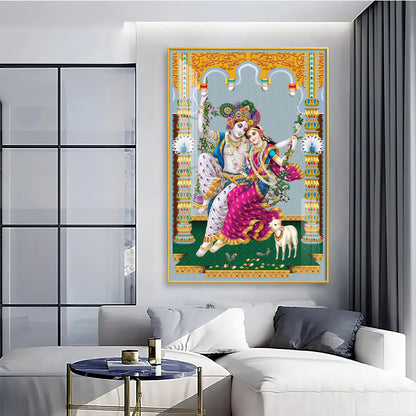 Sacred Radha and Krishna Premium Acrylic Vertical Wall Art