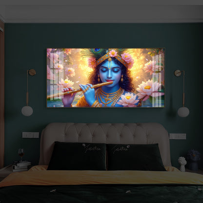 Shree Krishna Modern Luxury Backlight Horizontal Wall Art