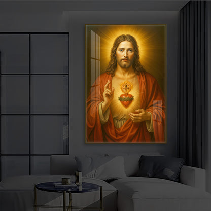 Heart Of Jesus Modern Luxury Backlight Vertical Wall Art