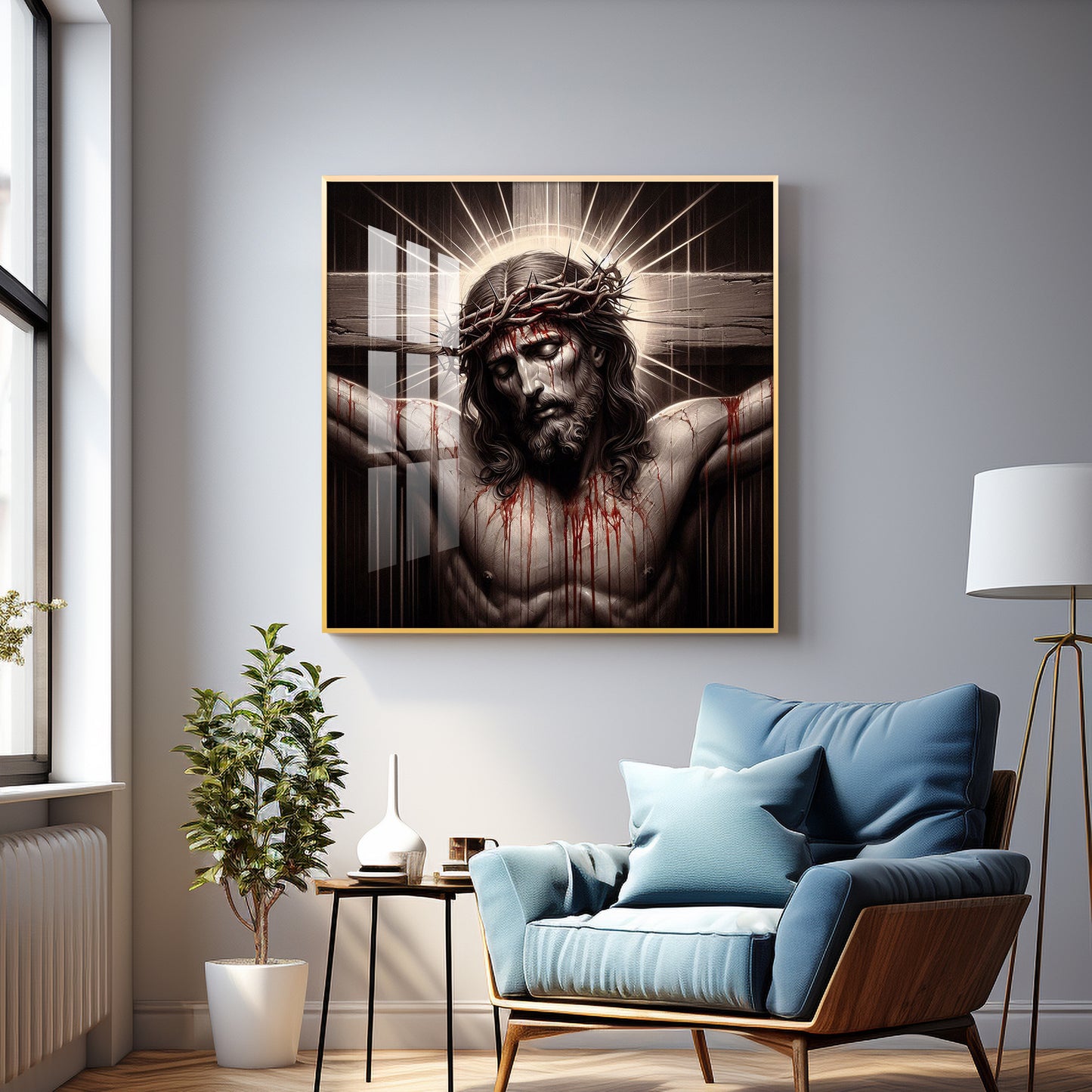 Jesus Crucified Premium Acrylic Square Wall Art