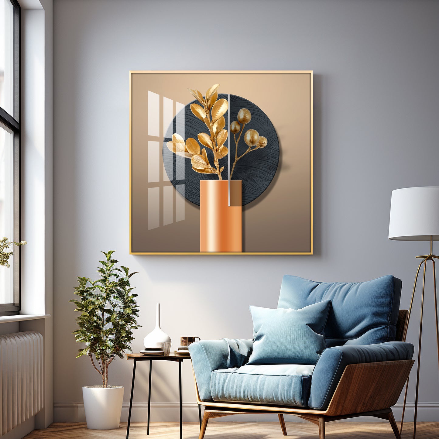 Modern Bloom Vase Premium Square Wall Art