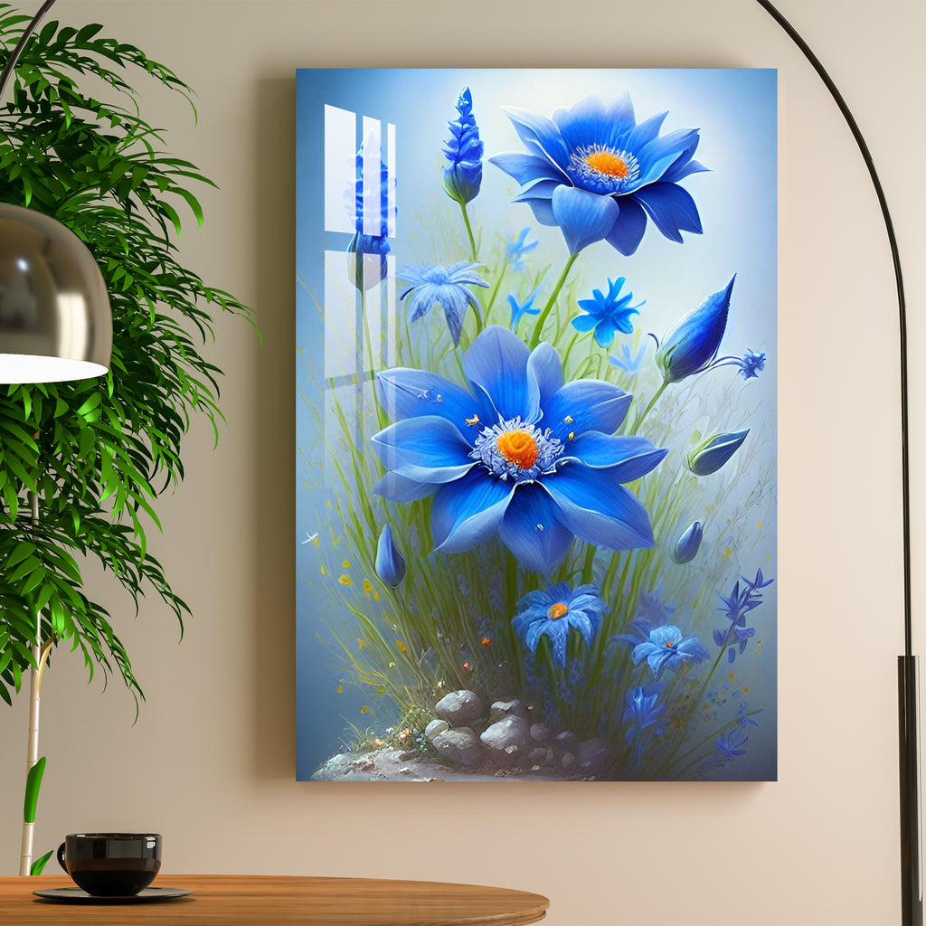Cosmos Blue Flower Acrylic Wall Art