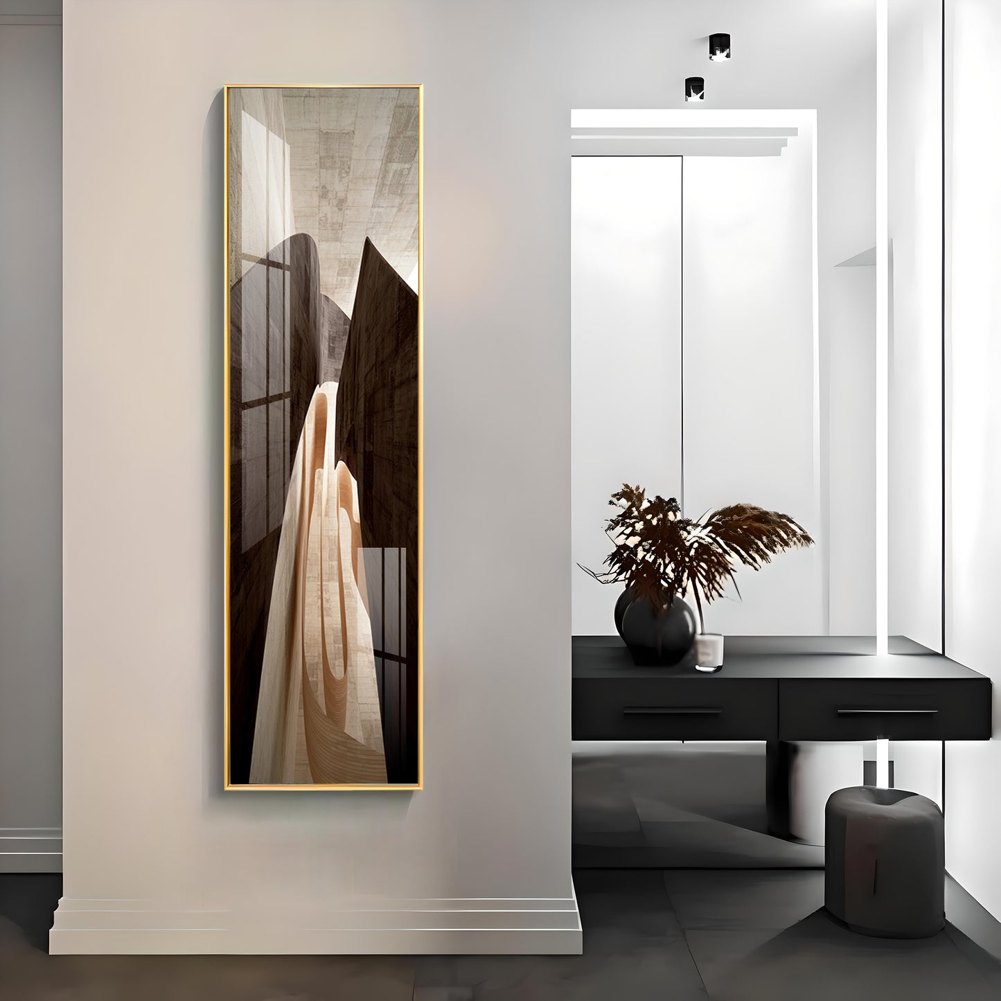 Serene Arc Premium Acrylic Vertical Wall Art