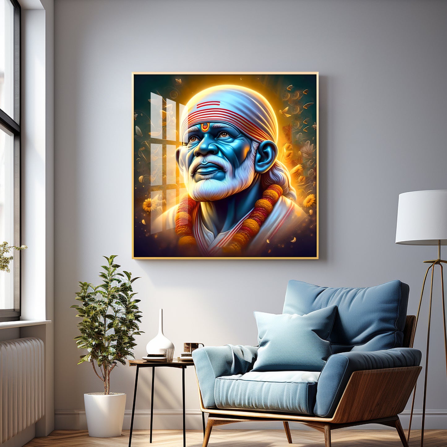 Shirdi Sai Baba Premium Acrylic Square Wall Art