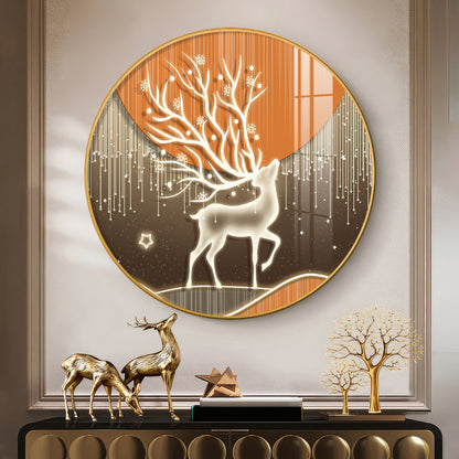 Luminious Deer Premium Acrylic Round Wall Art