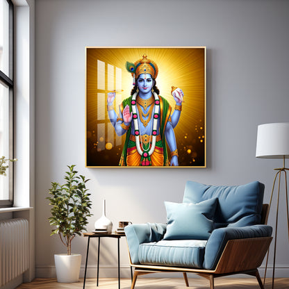 Ethereal Presence Of Lord Krishna Premium Acrylic Square Wall Art