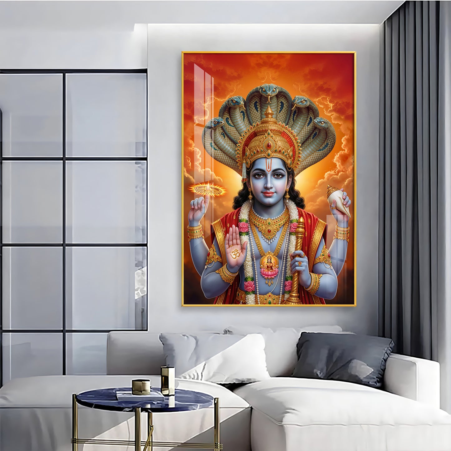 Lord Vishnu Premium Acrylic Vertical Wall Art