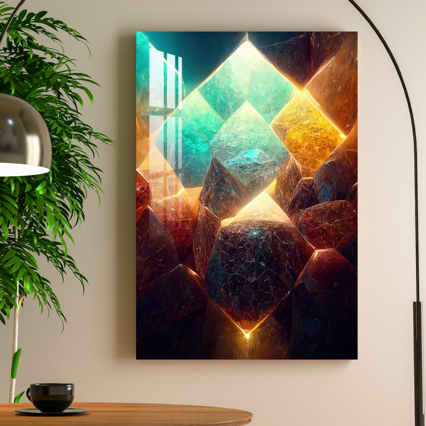 Glowing Crystals Acrylic Wall Art