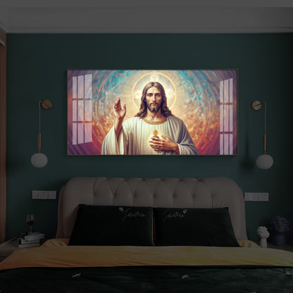 God Jesus Modern Luxury Backlight Horizontal Wall Art
