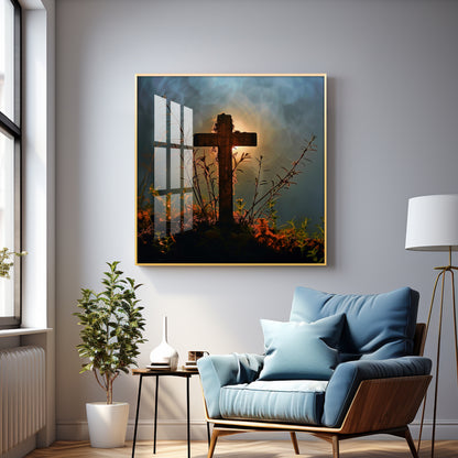 Jesus Christ Cross Premium Acrylic Square Wall Art