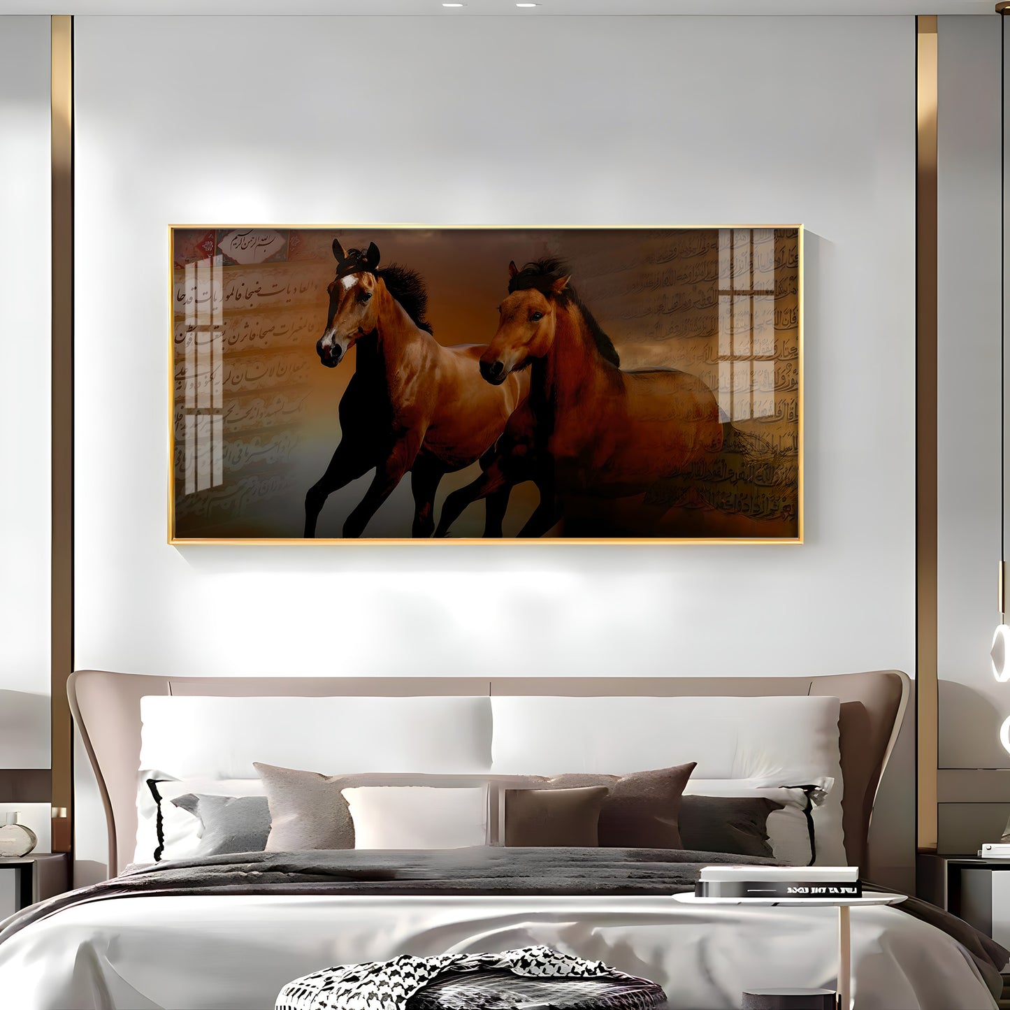 Arabic Horses Premium Acrylic Vertical Wall Art