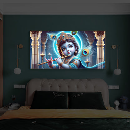 Bal Krishna Ji Modern Luxury Backlight Horizontal Wall Art