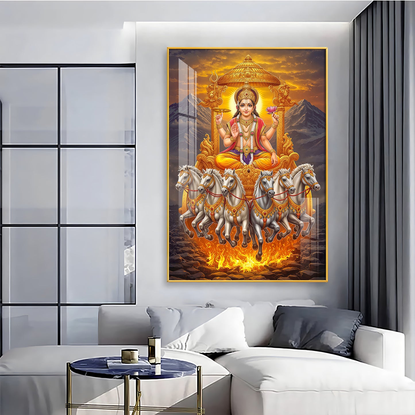 Divine Surya Dev Premium Acrylic Vertical Wall Art
