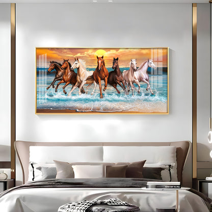 Seven Horses Running Premium Acrylic Horizontal Wall Art