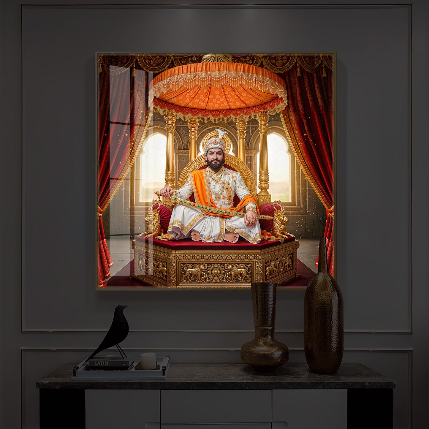 Rajyabhishek of Chattrapati Shivaji Maharaj Modern Luxury Backlight Square Wall Art