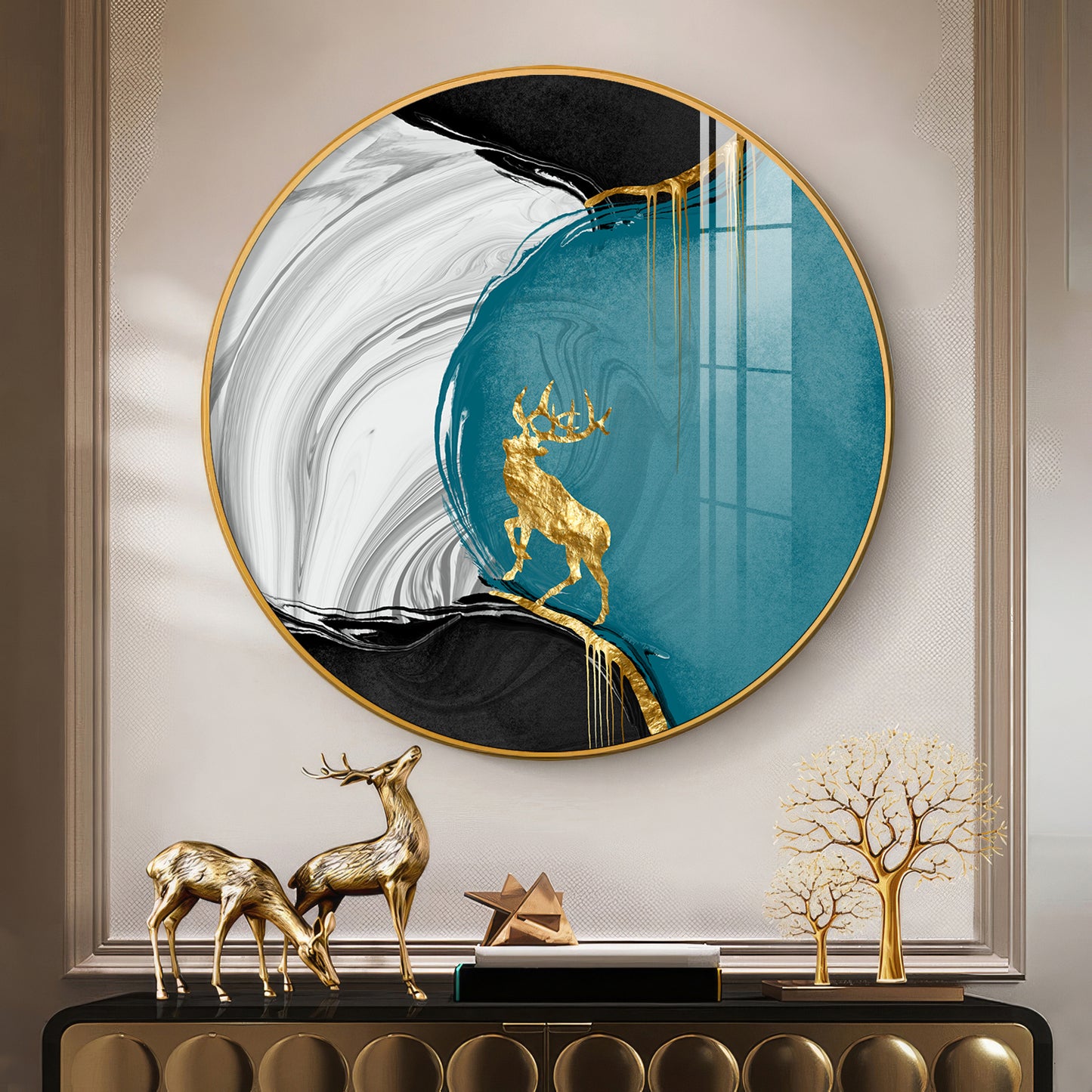 Chromatic Abstract Premium Acrylic Round Wall Art